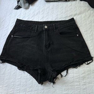 Black High waisted Cutoff Shorts